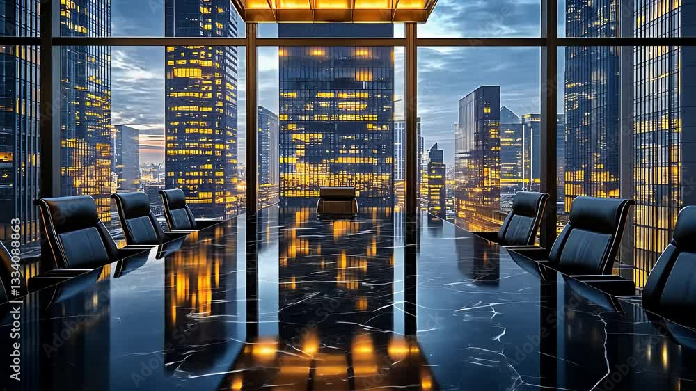 custom made wallpaper toronto digitalLuxury Corporate Conference Room with Modern Design and Panoramic City View at Night