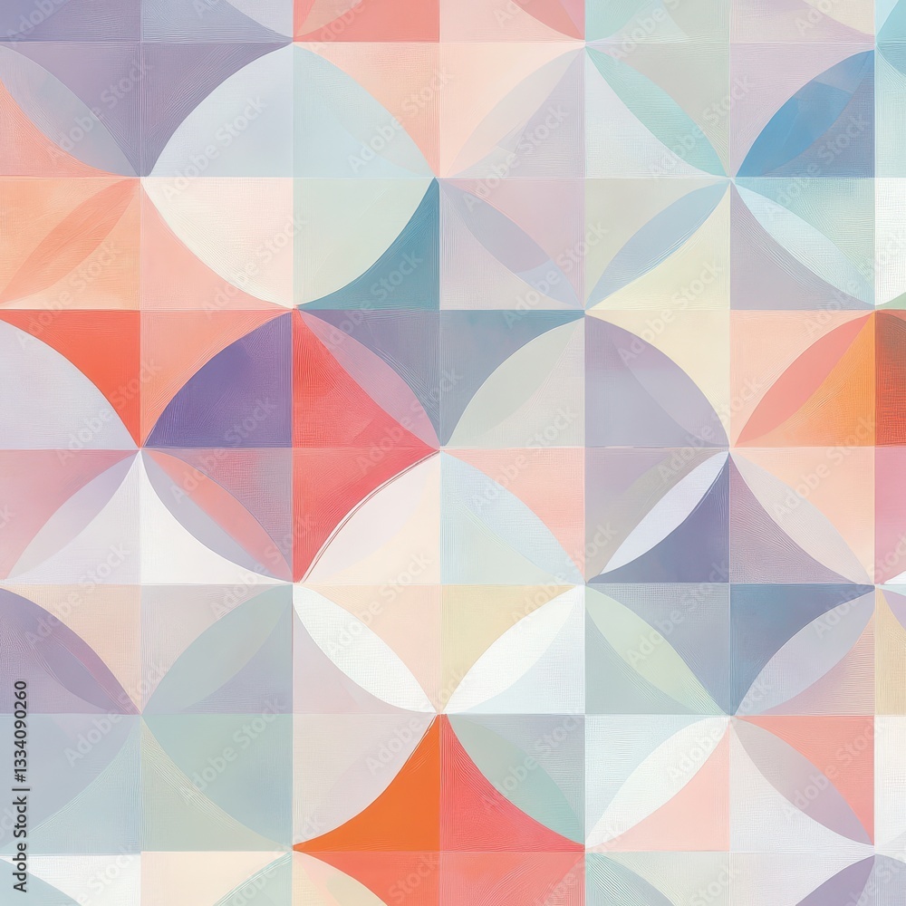 Fototapeta premium Intricate geometric lattice in pastel hues with gentle curved lines, sophisticated and abstract