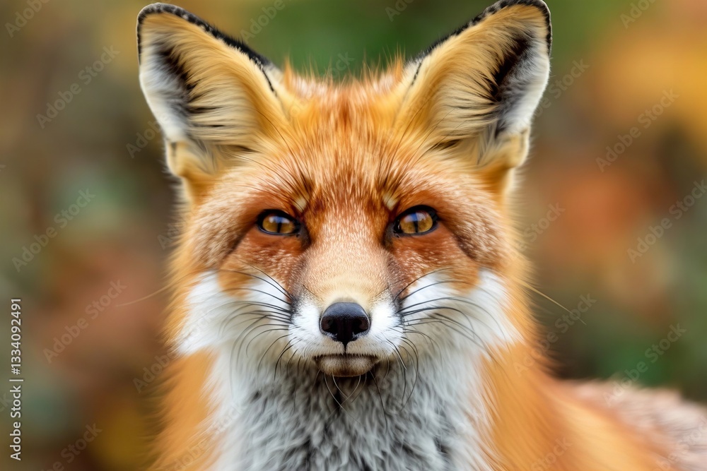 Intense red fox gaze in close-up against white backdrop Intense red fox gaze in close-up against white backdrop