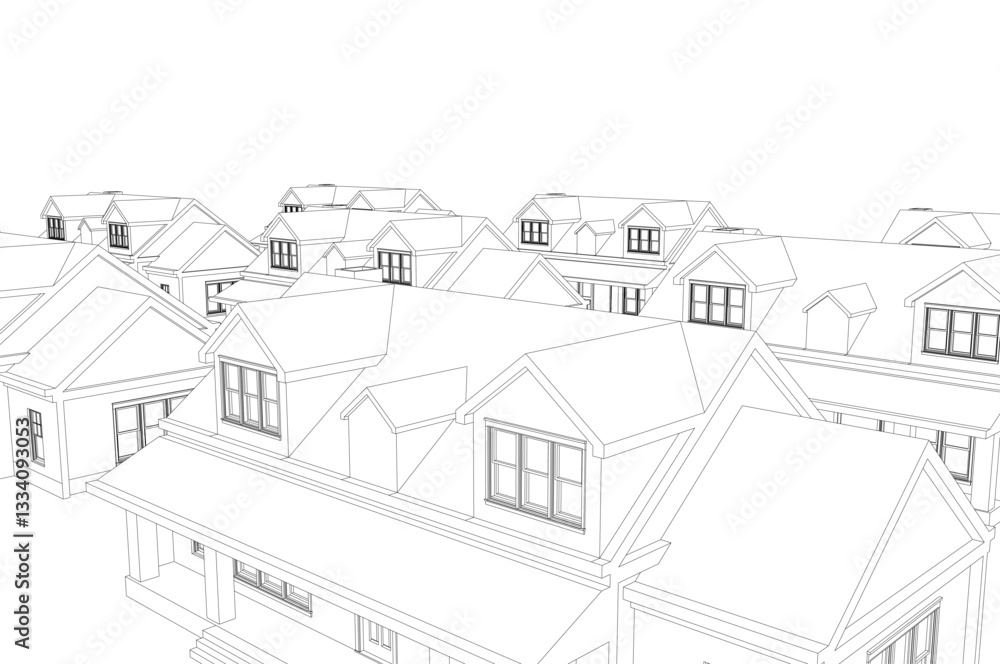 Architectural Sketch of Modern Residential House – Perspective View Architectural Sketch of Modern Residential House – Perspective View