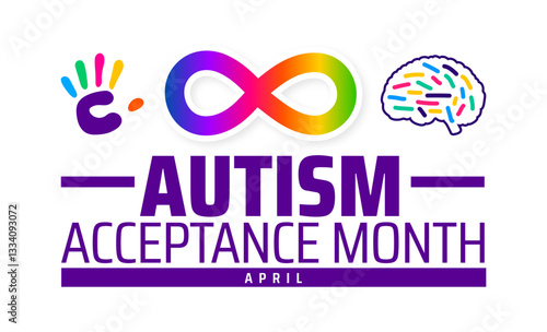 Autism Acceptance Month background banner or poster design template. observed every year in  April. Holiday concept. Use to any Template, card, poster, placard, template.