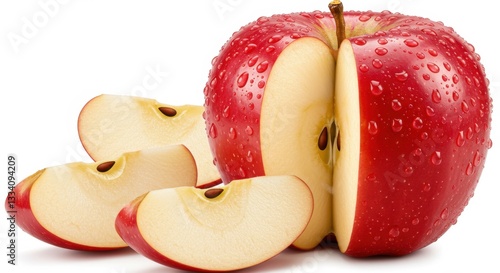 Sliced Red Apple on White