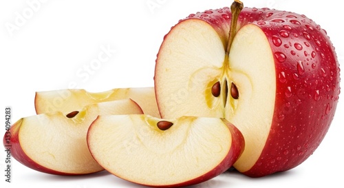 Red Apple with Dew Drops