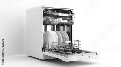 mockup of 3d dish washer rack on isolated white background.ai generative