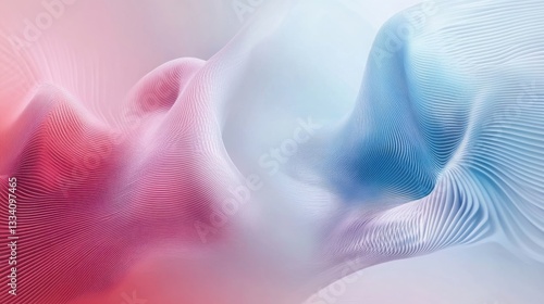 Abstract Wave Patterns in Soft Red and Blue Color Gradients