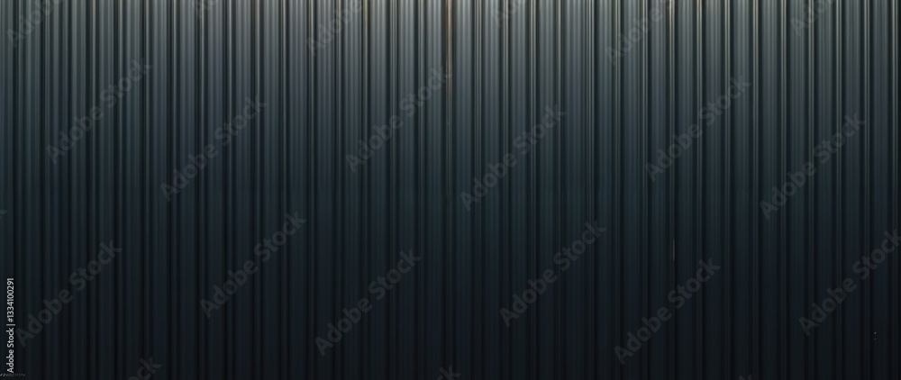 Close-up of vertical metal panels in dark gray and silver tones, repeating geometric pattern, industrial abstract background, textured metallic surface, minimalist architectural design, neutral color Close-up of vertical metal panels in dark gray and silver tones, repeating geometric pattern, industrial abstract background, textured metallic surface, minimalist architectural design, neutral color