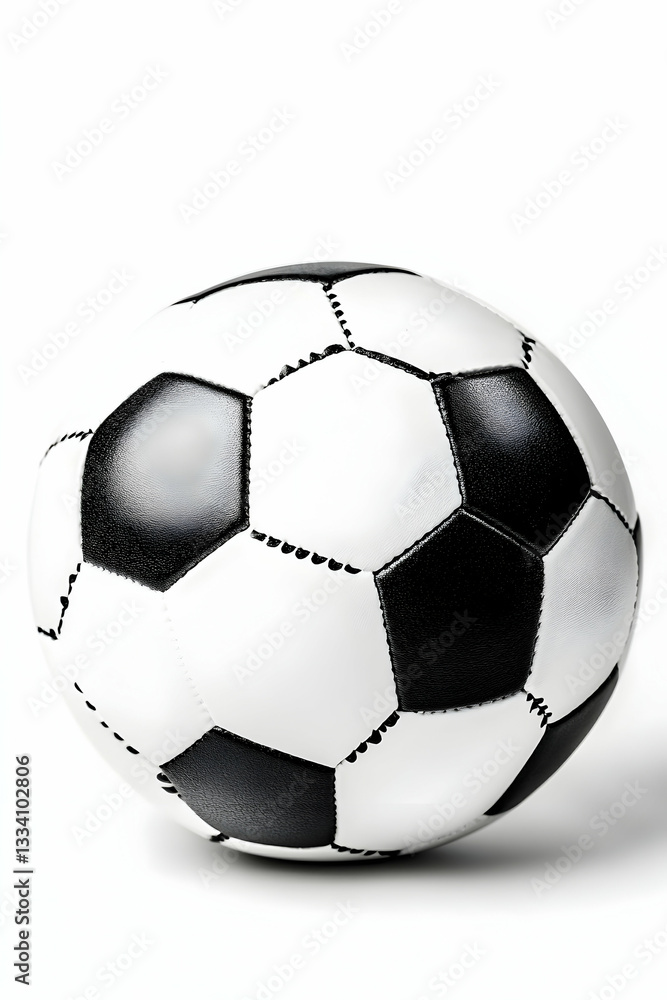 Fototapeta premium Classic black and white soccer ball on white background