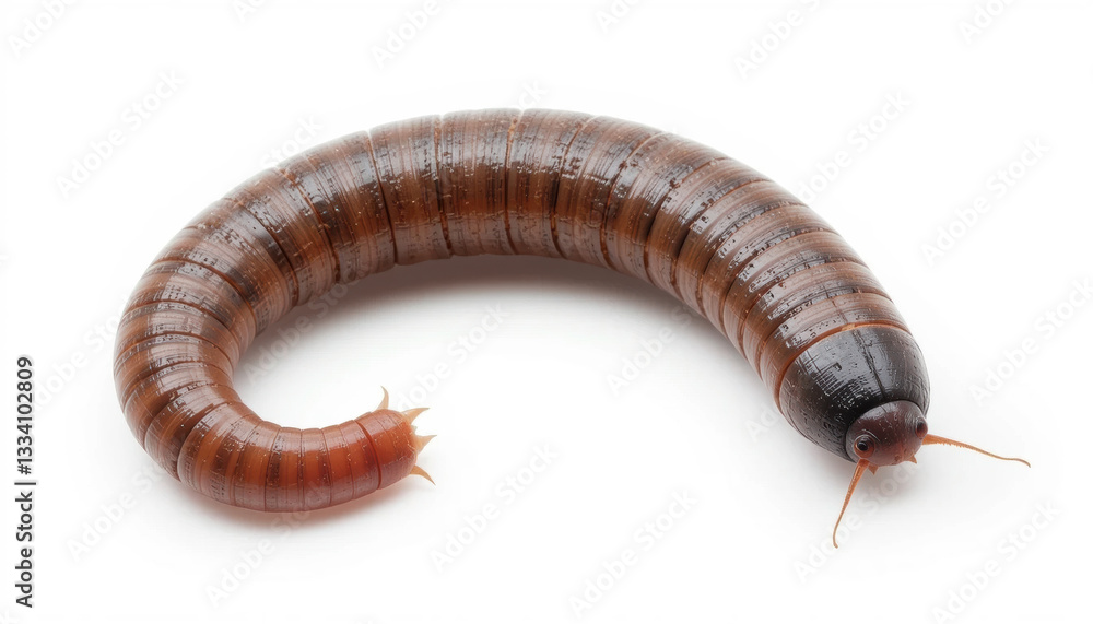 an earthworm on a white background . Being an important element of the ecosystem, it helps to improve the soil structure. an earthworm on a white background . Being an important element of the ecosystem, it helps to improve the soil structure.