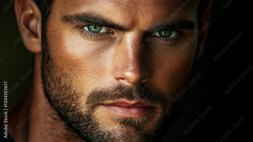 Obraz premium Intense Portrait Depicting a Mans Face with Strong Expression