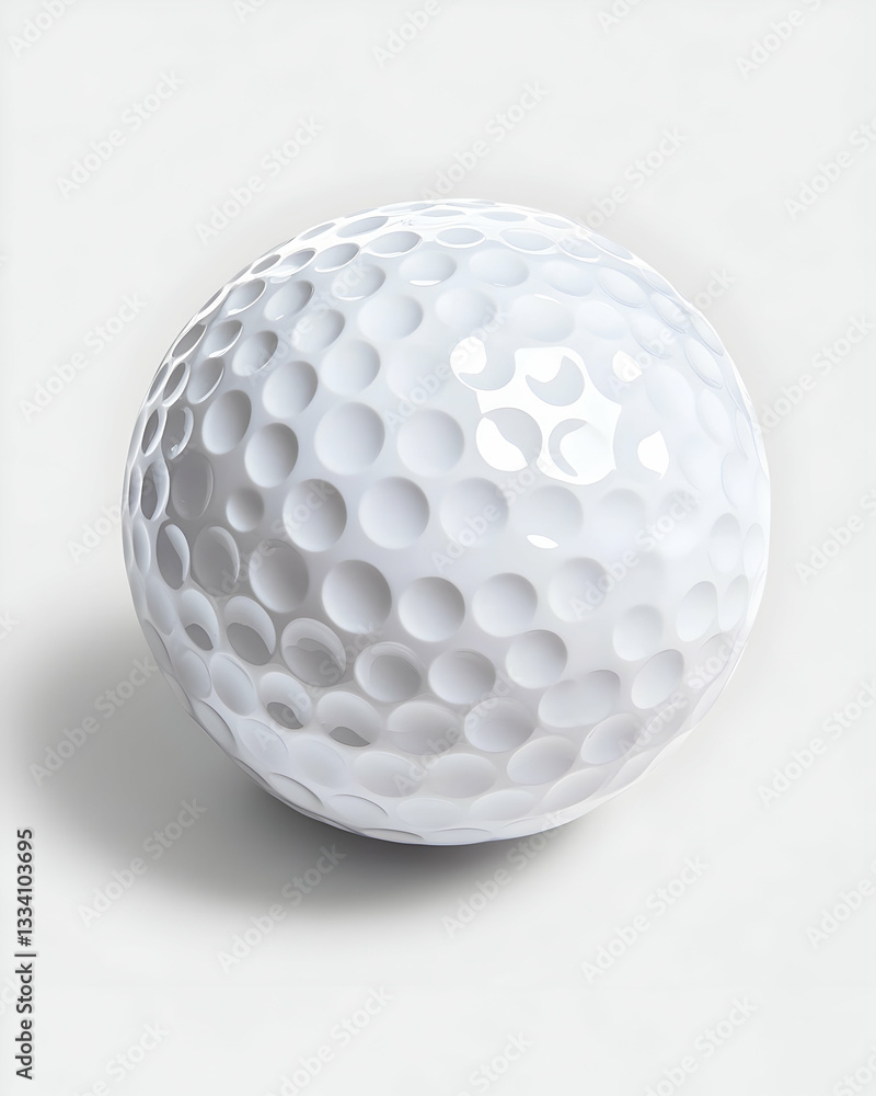 Close-up of a white golf ball, showcasing its dimpled surface and subtle shadow Close-up of a white golf ball, showcasing its dimpled surface and subtle shadow