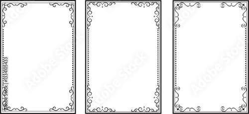 Vintage Retro Ornamental Decorative Border Frame and Frames Borders Vector Illustration.