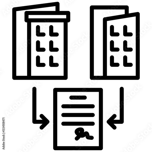 Merger icon in Outline Style. Simple Vector Design. Simple Vector Outline Icon