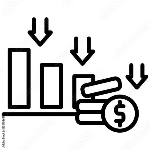 Reduce Cost icon in Outline Style. Simple Vector Design. Simple Vector Outline Icon