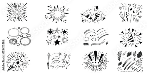  hand-drawn, doodle-style vector illustration featuring expressive marker-style brush strokes.