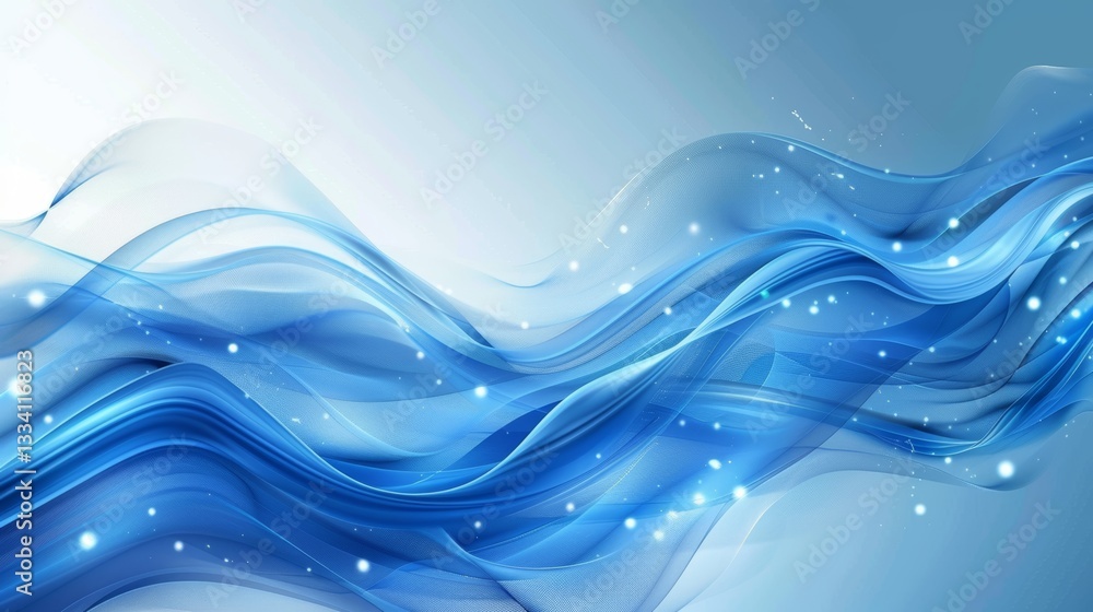 Abstract flowing blue wave with gentle curves and sparkling highlights conveying a sense of calm and modern elegance Abstract flowing blue wave with gentle curves and sparkling highlights conveying a sense of calm and modern elegance