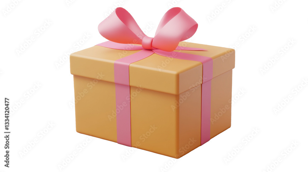 Obraz premium pink gift box with ribbon isolated on a white background