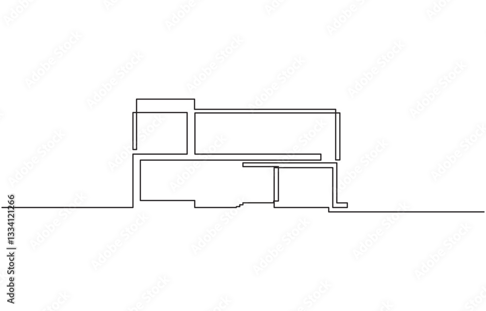 Continuous one line drawing of architecture building, Country House Continuous Line Art Drawing. Simple House Hand Drawn Vector Art, Continuous One Line Drawing. Continuous one line drawing of architecture building, Country House Continuous Line Art Drawing. Simple House Hand Drawn Vector Art, Continuous One Line Drawing.
