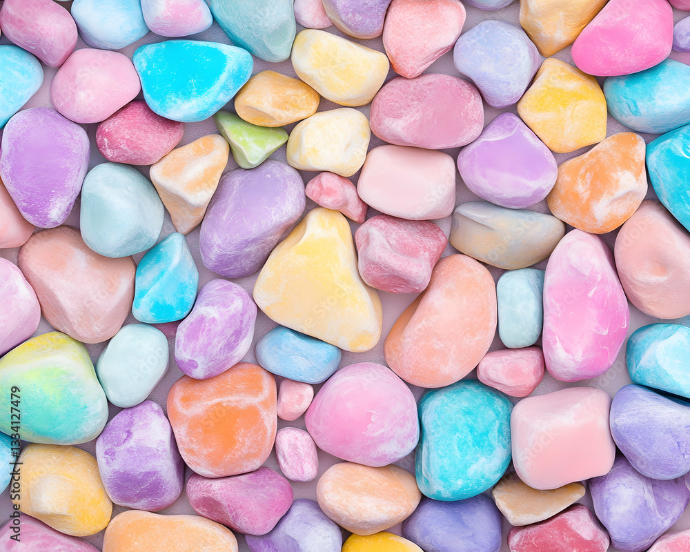Pastel-colored stones, smooth surface, close-up view Pastel-colored stones, smooth surface, close-up view