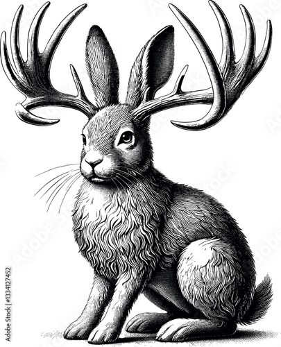 Jackalope vector black silhouette print design