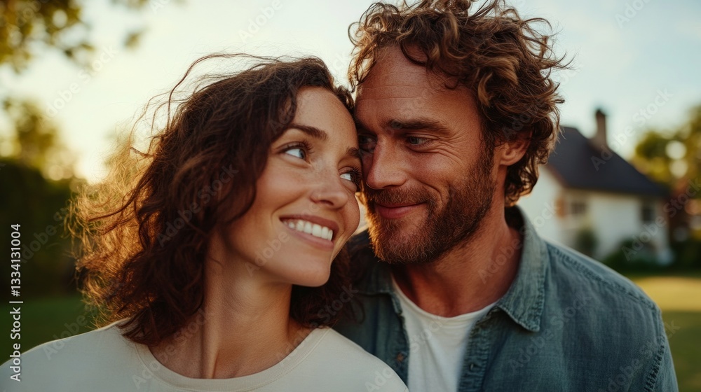 Fototapeta premium A happy couple posing together.