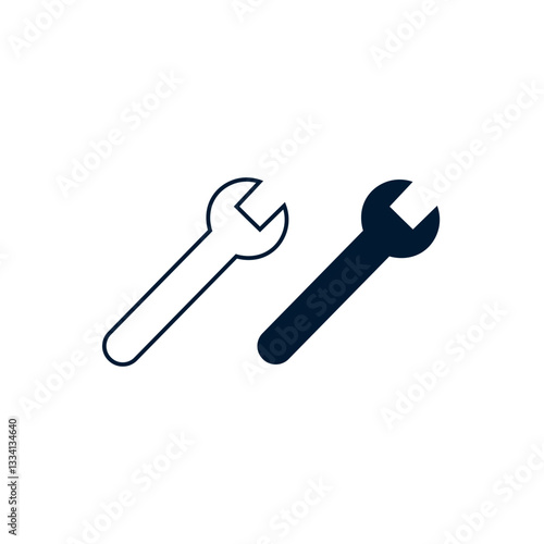 Wrench Icon Vector | Editable Stroke Spanner Tool Symbol for Mechanics and Repair Services