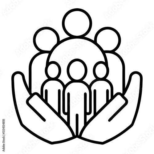 hand holding people icon on white background