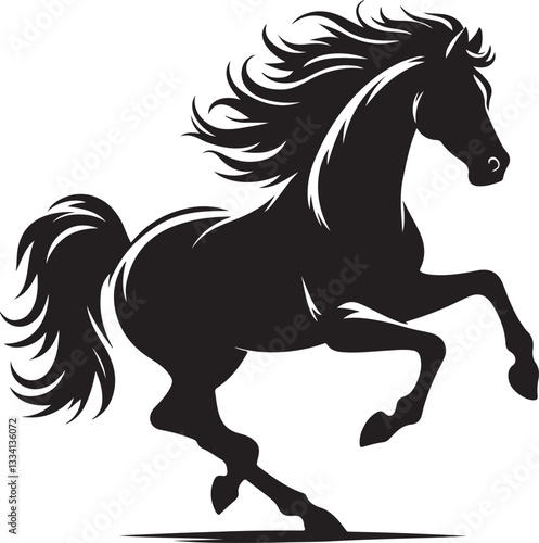 horse galloping silhouette vector illustration on a white background