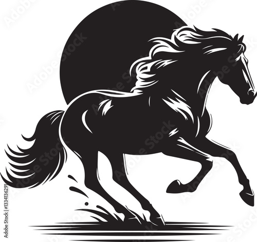 horse galloping silhouette vector illustration on a white background