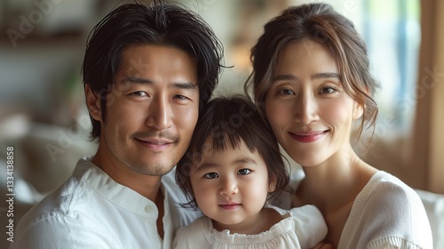 Happy moment of a warm family of three