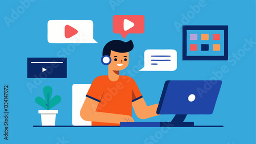 Editing Video Lessons A content creator focused on editing software making s and adding transitions to recorded lessons on their computer.