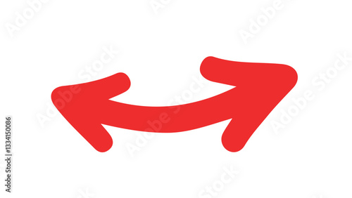 Red reverse arrow sign in vector on white background.