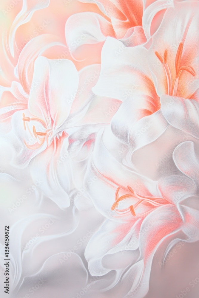 Pastel Peach and White Lily Bloom Abstract Artwork Pastel Peach and White Lily Bloom Abstract Artwork