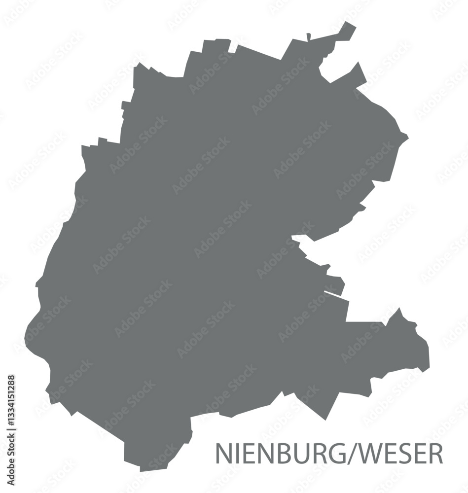 Nienburg Weser city map with boroughs grey illustration silhouette shape Nienburg Weser city map with boroughs grey illustration silhouette shape