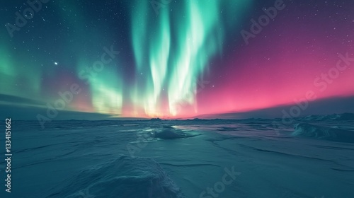 Wallpaper Mural Aurora Borealis over Frozen Landscape Painting a Celestial Symphony Torontodigital.ca