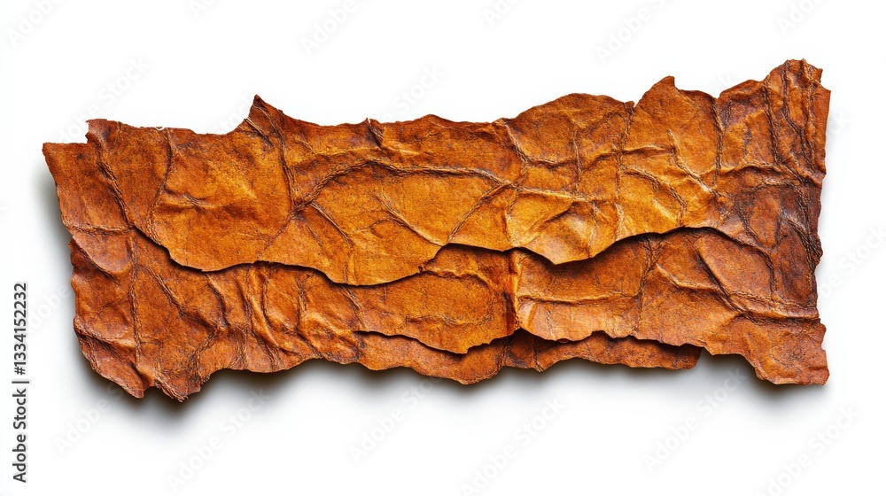 Fototapeta premium Textured Natural Brown Leather Piece with Unique Creases and Wrinkles for Creative Use