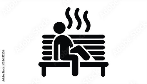 Sauna Relaxation Icon - Steam Room, Spa, and Wellness Symbol Vector.