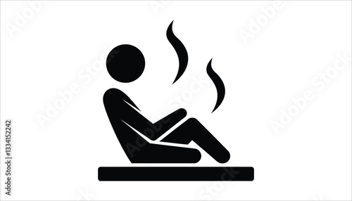Sauna Relaxation Icon - Steam Room, Spa, and Wellness Symbol Vector.