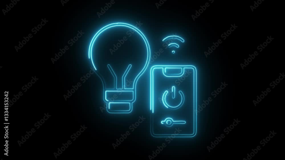 Glowing neon smart lights control icon isolated on black background. HD Video motion graphic animation Glowing neon smart lights control icon isolated on black background. HD Video motion graphic animation