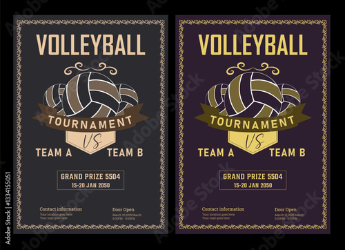 Volleyball Tournament Flyer Template  Championship Sports Event Poster Design Editable EPS for Game Night and Athletic Club Promotion  Perfect for Stock Market Uploads and Easy Customization.
