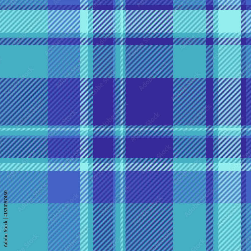 Fototapeta premium Vibrant blue and teal plaid pattern. Perfect for textile design, website backgrounds, or fashion projects.