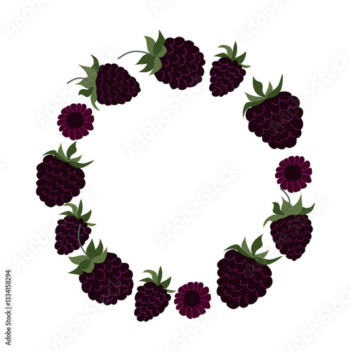 Berries arranged in a decorative circular pattern showcasing vibrant colors and shapes