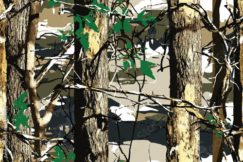 Tree forest camouflage seamless pattern design for hunting and military uniform. Hunting camouflage. Camouflage background. Hunting background. Oak camouflage
