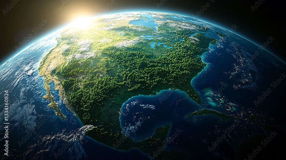 Fototapeta premium space view of green USA