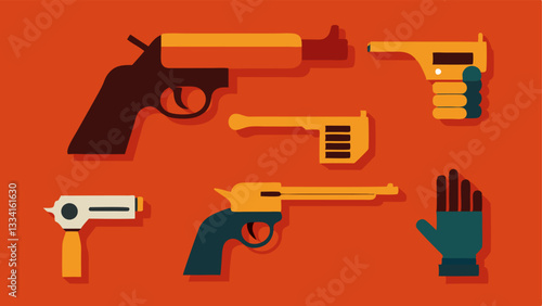 Profile of a Firearm A vector representation of various firearms laid out on a table with the expert pointing at a specific firearm indicating its relevance to the case.