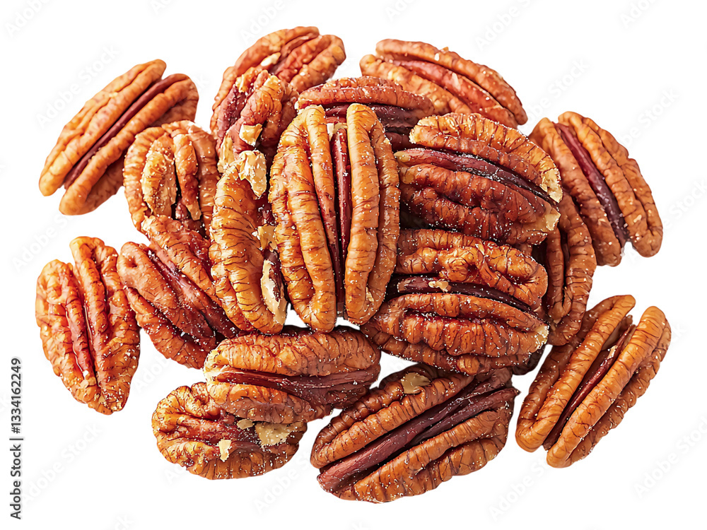 A tempting pile of roasted pecans, showcasing their rich brown hues and natural textures. Perfect for food blogs, packaging, or recipes highlighting healthy snacks and delicious ingredients. A tempting pile of roasted pecans, showcasing their rich brown hues and natural textures. Perfect for food blogs, packaging, or recipes highlighting healthy snacks and delicious ingredients.