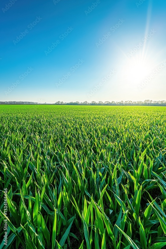 Serene Green Field Under a Sunny Sky Serene Green Field Under a Sunny Sky