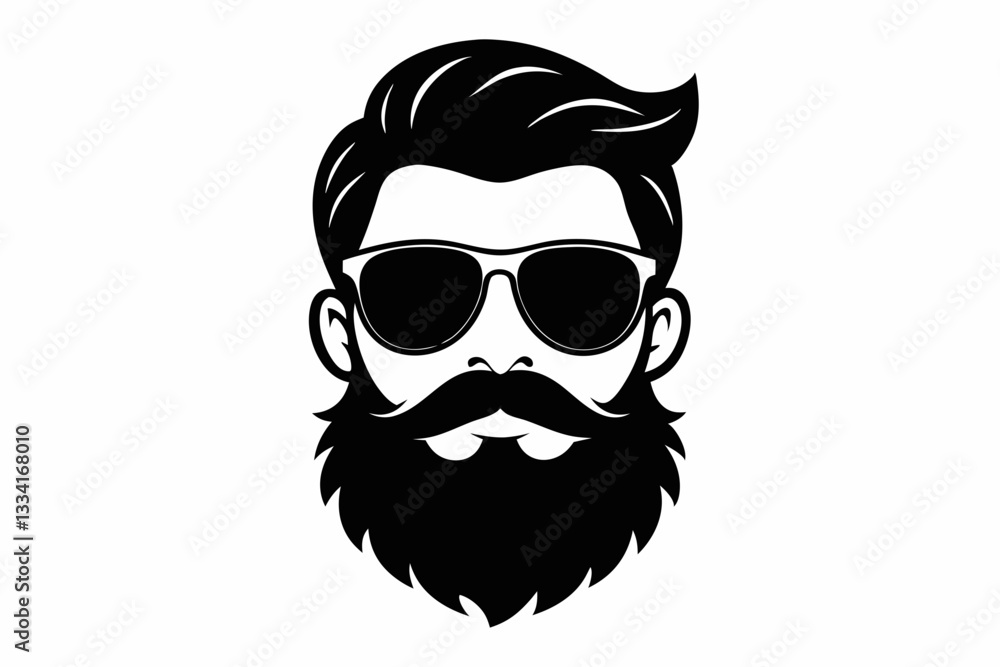 a beard with sun glass a mustache line art silhouette vector illustration a beard with sun glass a mustache line art silhouette vector illustration