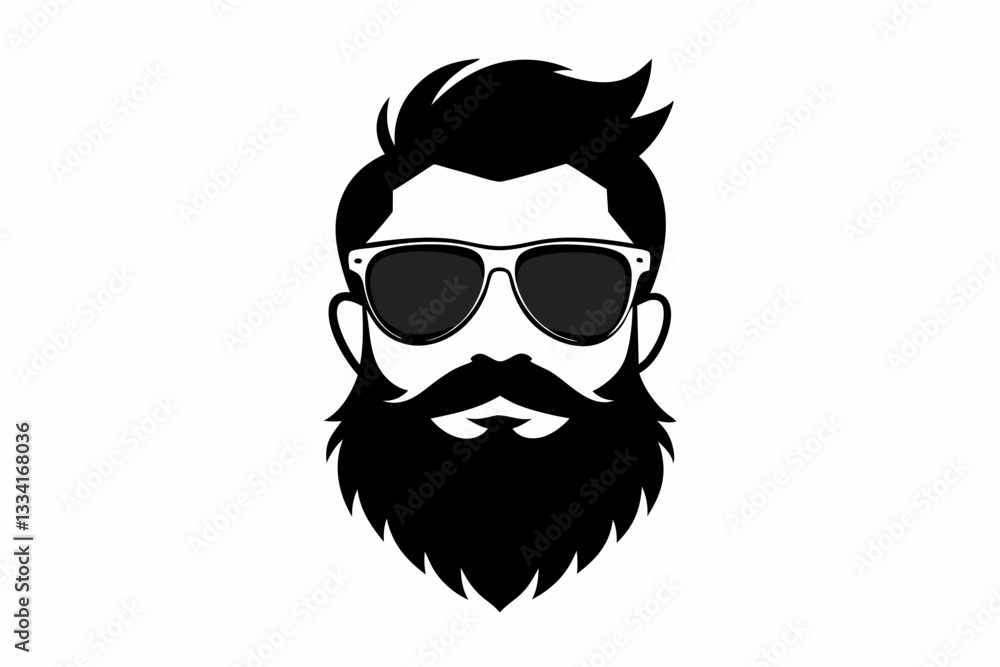 a beard with sun glass a mustache line art silhouette vector illustration a beard with sun glass a mustache line art silhouette vector illustration