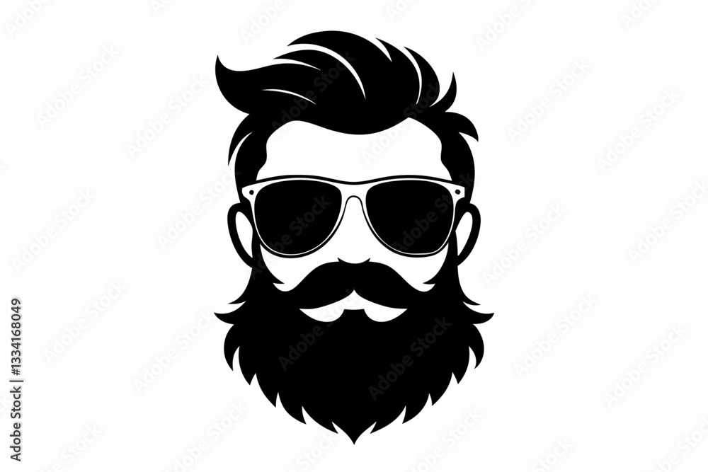 a beard with sun glass a mustache line art silhouette vector illustration a beard with sun glass a mustache line art silhouette vector illustration