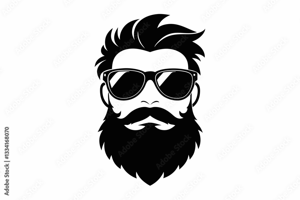 Fototapeta premium a beard with sun glass a mustache line art silhouette vector illustration
